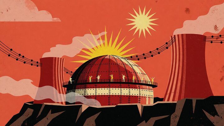 The Ember reactor works, cooling towers under a vermilion sky
